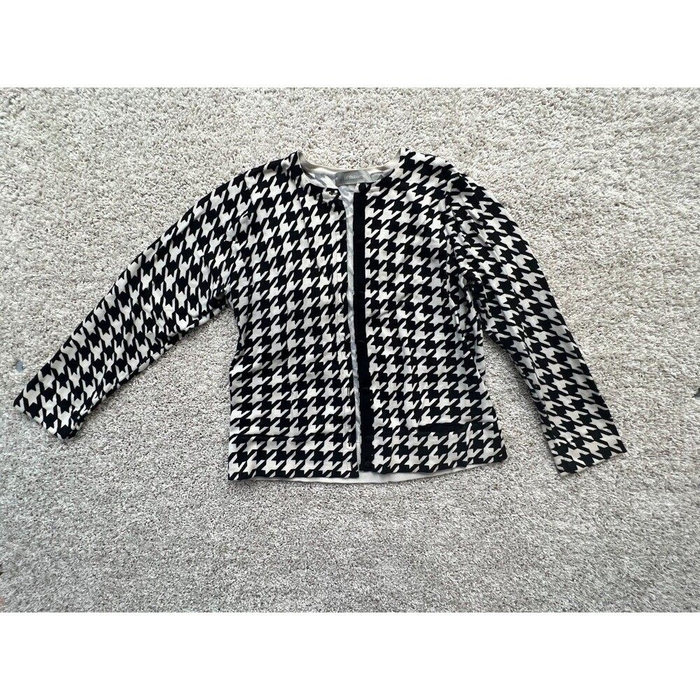 Liz Claiborne Large Sweater Clubs WHITE AND BLACK 90s VTG